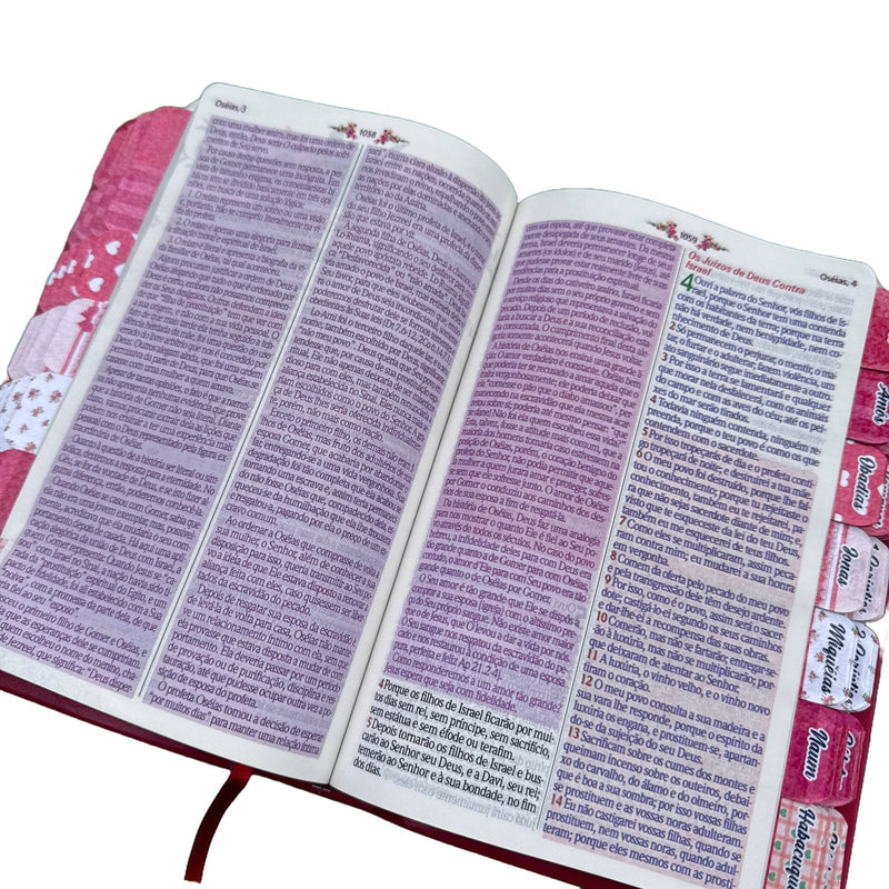Bíblia de Estudo da Mulher Sábia Vermelha Palavras de Jesus em Vermelho Deus em Azul com abas